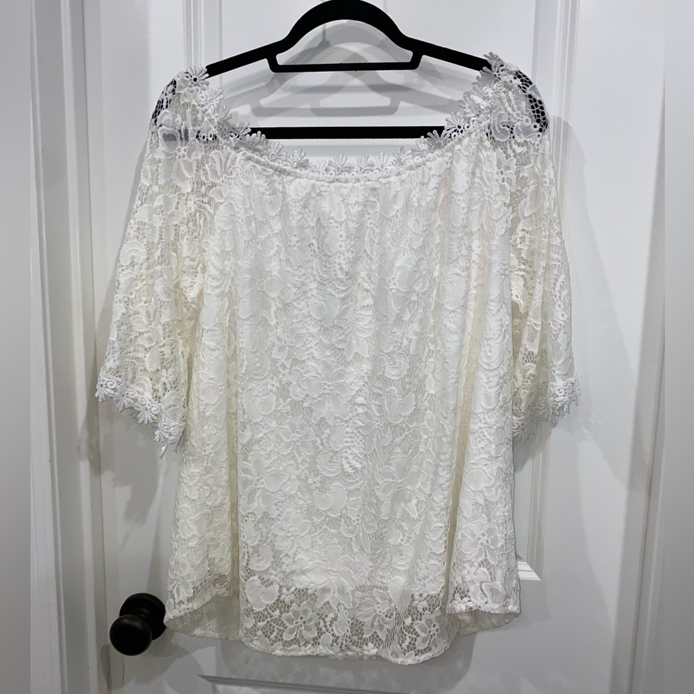 Off the shoulder white lace top